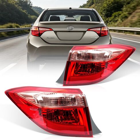 Left Outer Tail Light Assembly Compatible with Toyota Corolla 2017 2018 2019, Rear Taillights Brake Lamps with Halogen Bulbs and Clear Lens Replaces 8156002B00 (Driver Side) in Kuwait