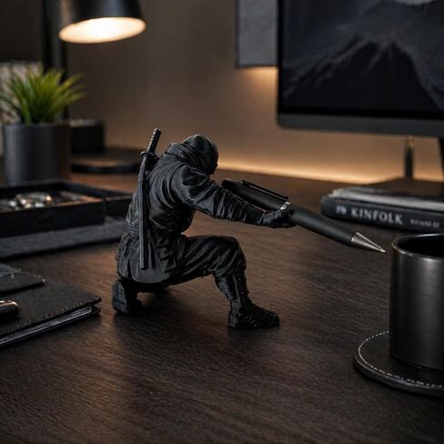 Ninja Pen Holder for Desk, Black 3D Printed Pencil Holder Stand, Cool Desk Decor Accessories for Office Home Classroom Gaming Desk, Unique Gift for Men Students Coworkers in Kuwait