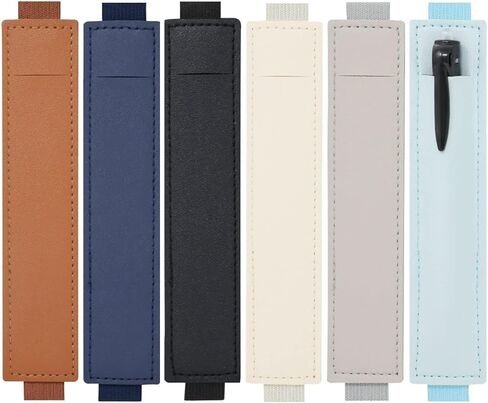 6PCS Multicolor PU Leather Elastic Band Pen Holder Pencil Sleeve Standard for Notebook Planners Binders Books, 6 Colors in Kuwait