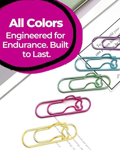 50 Pcs Metal Pen Holder Clips for Notebook, Heart Pen Clip for Notebook, Jumbo Paper Clips with 10 Colors (Gold, Rose Gold, Silver, Blue, Pink, Purple, Green, Red, Rainbow, Rose Gold Cross) in Saudi Arabia