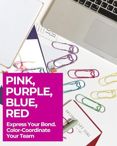 50 Pcs Metal Pen Holder Clips for Notebook, Heart Pen Clip for Notebook, Jumbo Paper Clips with 10 Colors (Gold, Rose Gold, Silver, Blue, Pink, Purple, Green, Red, Rainbow, Rose Gold Cross) in Saudi Arabia