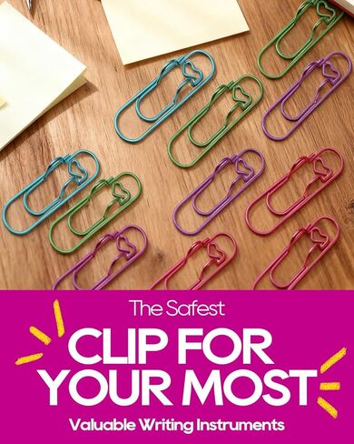 50 Pcs Metal Pen Holder Clips for Notebook, Heart Pen Clip for Notebook, Jumbo Paper Clips with 10 Colors (Gold, Rose Gold, Silver, Blue, Pink, Purple, Green, Red, Rainbow, Rose Gold Cross) in Saudi Arabia