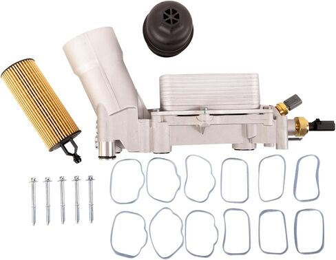 TRQ Oil Filter Housing & Cooler Assembly Compatible with 2011-2023 Chrysler 300 3.6L Dodge Challenger 3.6L Charger 3.6L 14-17 Ram Promaster 1500 3.6L14-18 Promaster 2500/3500 3.6L 18-24 Jeep Wrangler in Kuwait