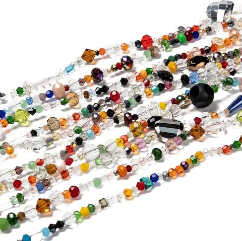 About 85~100pcs Mixed Electroplate Glass Beads Strands, 2~15x2.5~13.5mm Mixed Color Faceted Loose Spacer Beads for Jewelry Making or Christmas Holiday Gifts, Hole: 0.5mm in Kuwait