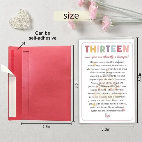Thirteen Birthday Card for Daughter, Sentimental 13th Birthday Card for Girl, 13th Birthday Card Gift from Mom Dad Parents, Officially A Teenager 13 Card in Saudi Arabia