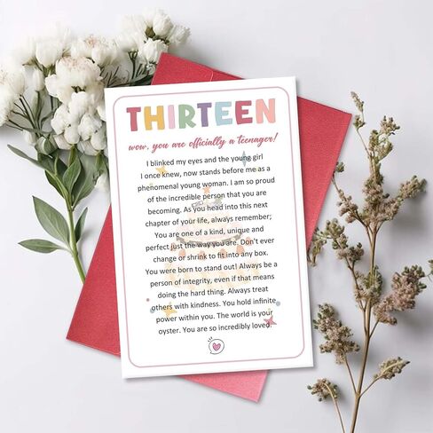 Thirteen Birthday Card for Daughter, Sentimental 13th Birthday Card for Girl, 13th Birthday Card Gift from Mom Dad Parents, Officially A Teenager 13 Card in Saudi Arabia