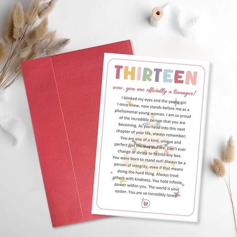 Thirteen Birthday Card for Daughter, Sentimental 13th Birthday Card for Girl, 13th Birthday Card Gift from Mom Dad Parents, Officially A Teenager 13 Card in Saudi Arabia