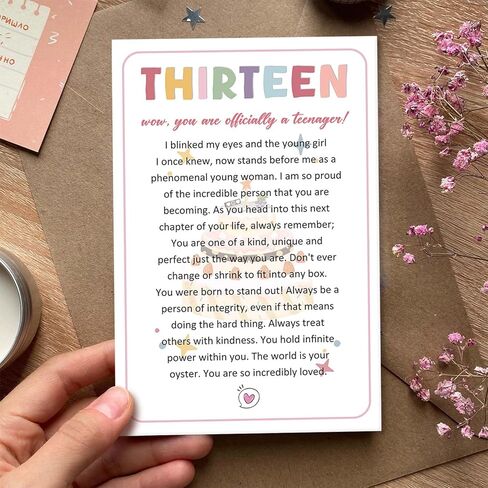 Thirteen Birthday Card for Daughter, Sentimental 13th Birthday Card for Girl, 13th Birthday Card Gift from Mom Dad Parents, Officially A Teenager 13 Card in Saudi Arabia