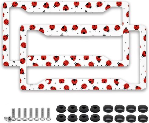 2 Pack License Plate Frame with Screws General 12.3' X 6.3' Sturdy Reusable Cute Car Decoration Accessories for Man Woman - Black Cherry in Saudi Arabia