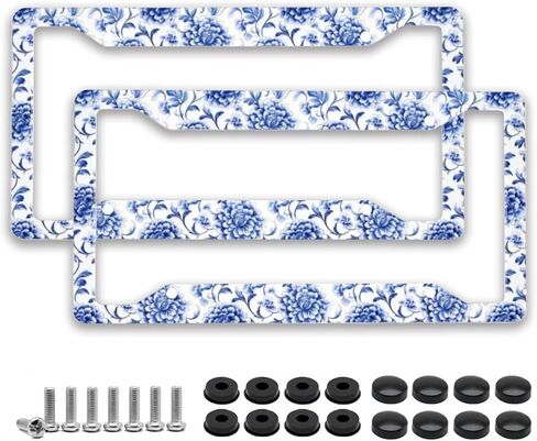 2 Pack License Plate Frame with Screws General 12.3' X 6.3' Sturdy Reusable Cute Car Decoration Accessories for Man Woman - Black Cherry in Saudi Arabia