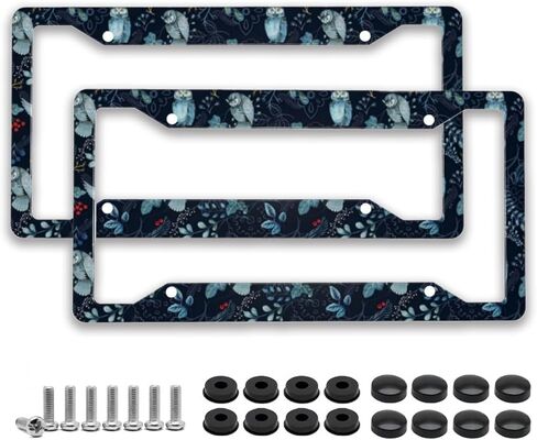 2 Pack License Plate Frame with Screws General 12.3' X 6.3' Sturdy Reusable Cute Car Decoration Accessories for Man Woman - Black Cherry in Saudi Arabia