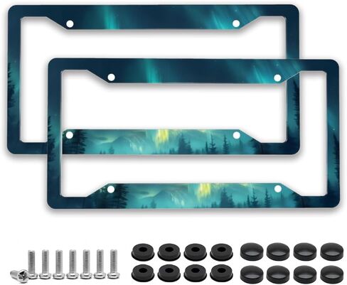 2 Pack License Plate Frame with Screws General 12.3' X 6.3' Sturdy Reusable Cute Car Decoration Accessories for Man Woman - Black Cherry in Saudi Arabia