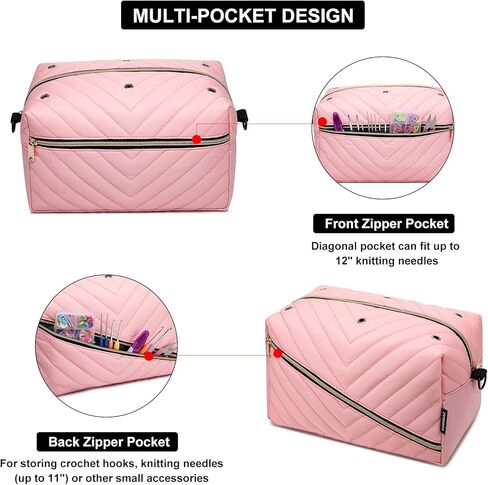 Crochet Bag Organizer, Yarn Storage Organizer with Shoulder Strap, Stylish Knitting Bag for Crochet Accessories, Mothers Day Gifts, Crochet Yarn Supplies, Pink in Saudi Arabia