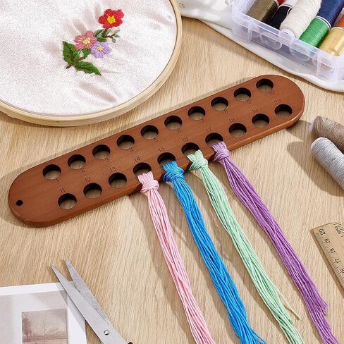 PH PandaHall 2pcs Embroidery Floss Organizer, 20 Hole Wooden Cross Stitch Thread Holder Storage Tool with Numeric Portable Thread Winding Plate for Cotton Thread Craft DIY Sewing Storage in Kuwait