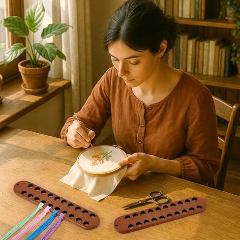 PH PandaHall 2pcs Embroidery Floss Organizer, 20 Hole Wooden Cross Stitch Thread Holder Storage Tool with Numeric Portable Thread Winding Plate for Cotton Thread Craft DIY Sewing Storage in Kuwait