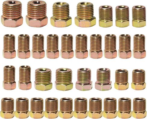 35 PCS Brake Line Fitting Kit, Thread Nuts Assortment Kit for 3/16" & 1/4" Brake Line Inverted Flares, Rustproof Braking Lines Tube Nut Repair Set for Car Truck SUV in Saudi Arabia