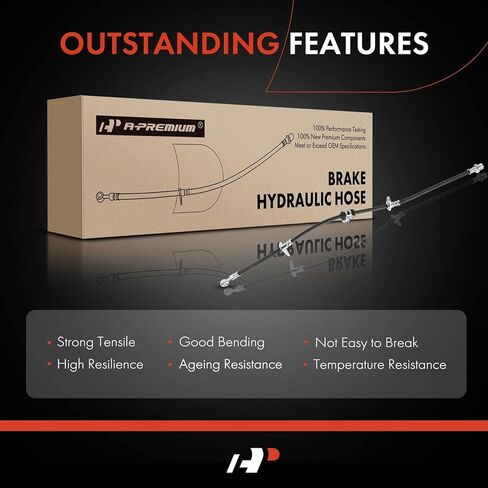 A-Premium Front Driver Brake Hydraulic Hose Compatible with Select Honda Models - Prelude 1992 1993 1994 1995 1996 - Replace# 01465SS0010, 46411SS0004 in Kuwait