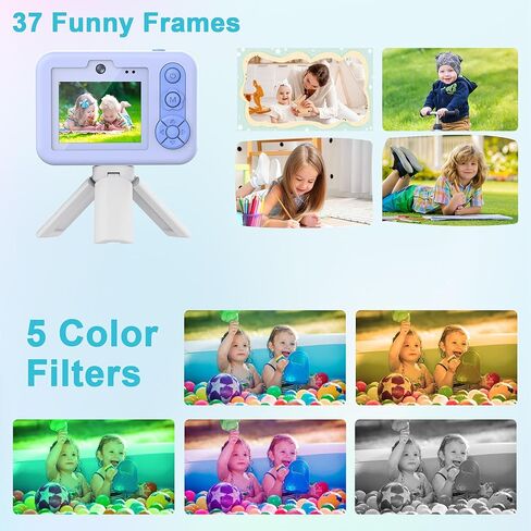 Kids Waterproof Digital Underwater Camera - 48MP HD 1080P Video, Dual Lens Selfie with Stand - Christmas Birthday Festival Gift for Ages Above 3 Girl Boy Child Toddler, Cartoon Cover, Blue in Kuwait