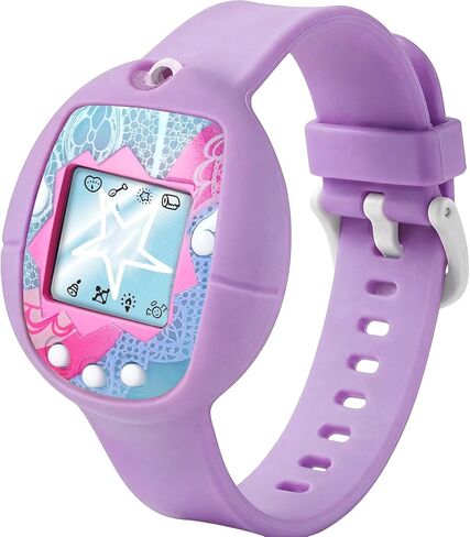 Soft Silicone Wristband for Tamagotchi Original, for Gen 1/2, Neon, Retro Flowers, 90s, Fresh Strawberry, Adjustable Anti-Drop Strap for Kids, Teens, Adults, Parents & 90s Nostalgia Lovers (Purple) in Kuwait