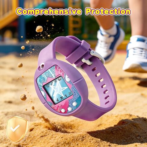 Soft Silicone Wristband for Tamagotchi Original, for Gen 1/2, Neon, Retro Flowers, 90s, Fresh Strawberry, Adjustable Anti-Drop Strap for Kids, Teens, Adults, Parents & 90s Nostalgia Lovers (Purple) in Kuwait