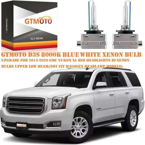 D3S Xenon Bulb for 2015 2016 2017 2018 2019 2020 GMC Yukon XL Acadia Denali HID Headlights, 13587843 OEM 35W Headlamp, 8000K Blue White D3SC1 Bi-xenon Light, 2 Pack in Kuwait