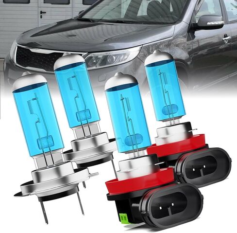 Upgraded Headlight Bulbs Fit For Kia Sorento 2014-2016,H7 High Beam+H11 Low Beam 880 Fog Lights+T10 License Plate Lights,High Performance,6000K White Light,Plug n Play,8PCS in Kuwait