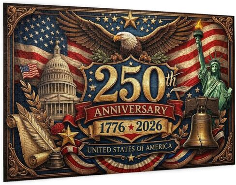 250th Anniversary America Jigsaw Puzzle, Adult, 500 Pieces, Patriotic Theme, Wooden, Concentration and Logical Thinking Skills in Kuwait