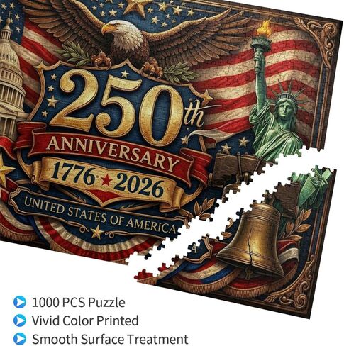 250th Anniversary America Jigsaw Puzzle, Adult, 500 Pieces, Patriotic Theme, Wooden, Concentration and Logical Thinking Skills in Kuwait