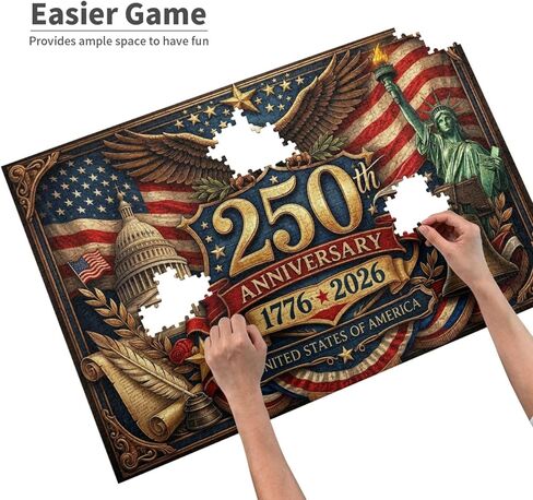 250th Anniversary America Jigsaw Puzzle, Adult, 500 Pieces, Patriotic Theme, Wooden, Concentration and Logical Thinking Skills in Kuwait