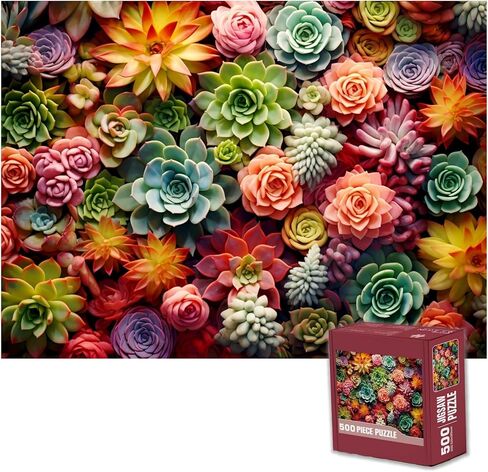 500 Piece Puzzle for Adults - Succulent Plants - Family Jigsaw Puzzle, Gift (Succulent, 500 Pieces) in Saudi Arabia