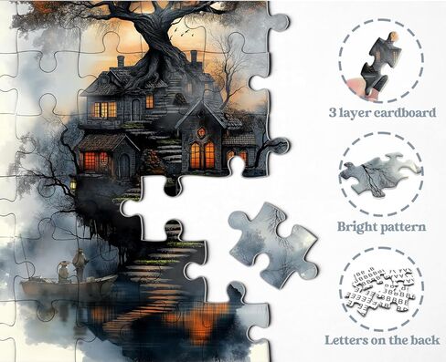 Fantasy Treehouse Puzzles for Adults 1000 Pieces, Nature Tree Art Jigsaw Puzzle with Forest Cottage, Sunset Sky, Dreamy Lake Aesthetic Puzzle, Hard Challenging Puzzle for Adults in Kuwait