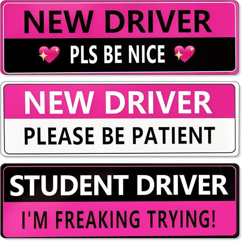 3 Pack Student Driver Magnet for Car, Reflective New Driver Sticker, Please Be Patient Magnetic Sign for Beginner Drivers Safety, Removable Bumper Magnet for Women & Teens in Kuwait