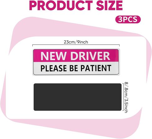 3 Pack Student Driver Magnet for Car, Reflective New Driver Sticker, Please Be Patient Magnetic Sign for Beginner Drivers Safety, Removable Bumper Magnet for Women & Teens in Kuwait