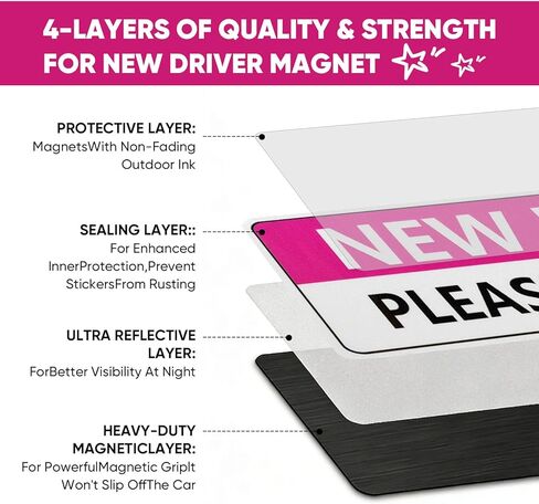3 Pack Student Driver Magnet for Car, Reflective New Driver Sticker, Please Be Patient Magnetic Sign for Beginner Drivers Safety, Removable Bumper Magnet for Women & Teens in Kuwait