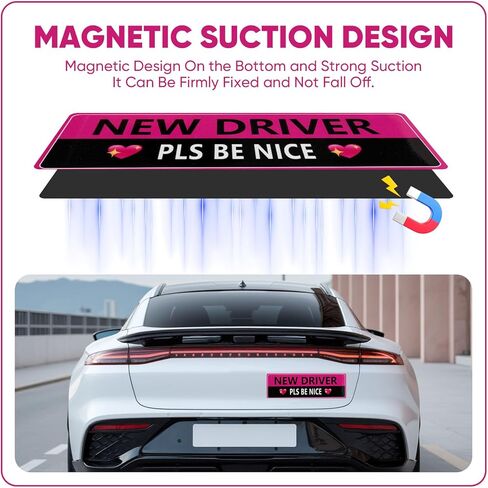 3 Pack Student Driver Magnet for Car, Reflective New Driver Sticker, Please Be Patient Magnetic Sign for Beginner Drivers Safety, Removable Bumper Magnet for Women & Teens in Kuwait