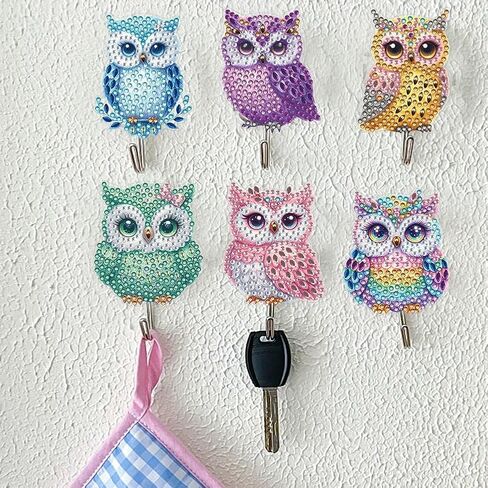 YUE ZHE 6 PCS Diamond Painting Kits for Adults DIY Diamond Art Painting Wall Hook Key Holder Wall Adhesive Hook Cat Theme Arts and Crafts DIY Kits for Towel Hat Kitchen Decoration in Saudi Arabia