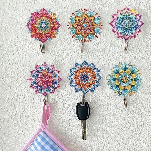 YUE ZHE 6 PCS Diamond Painting Kits for Adults DIY Diamond Art Painting Wall Hook Key Holder Wall Adhesive Hook Cat Theme Arts and Crafts DIY Kits for Towel Hat Kitchen Decoration in Saudi Arabia