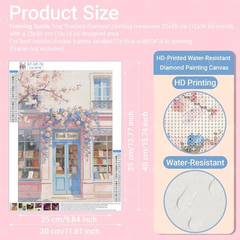 Gamteldot Bookstore Diamond Art Kits for Adults Beginner,Pink Diamond Art 5D Full Drill DIY Diamond Dot,Flower Diamond Painting with Complete Tools,Gem Art Crafts for Home Wall Decor Gift-12x16in in Saudi Arabia