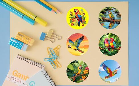 500 Pcs Bird Stickers Colourful Rainforest Parrot Hawaiian Decorations Birthday Party Favors Supplies Decorations Party Cup Label Sticker in Saudi Arabia