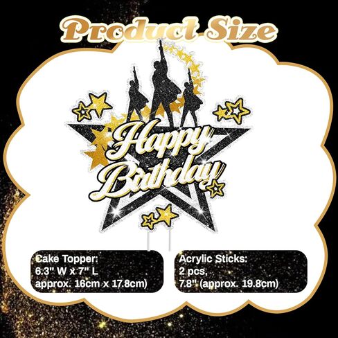 Broadway Musical Cake Topper, Theater Star Birthday Cake Decoration, Glitter Party Supplies for Musical Theme Celebrations, Kids and Adults in Saudi Arabia