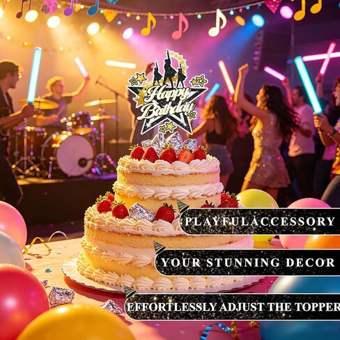 Broadway Musical Cake Topper, Theater Star Birthday Cake Decoration, Glitter Party Supplies for Musical Theme Celebrations, Kids and Adults in Saudi Arabia