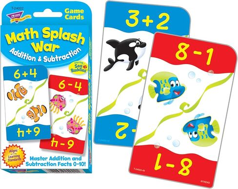 Trend Math Splash War Addition & Subtraction Challenge Cards, Ages 6-9, Grades 1-3 in Kuwait