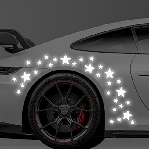 30pcs Star Vinyl Decal for Cars, High Intensity Reflective DIY Stickers for Window Bumper Mirror Laptop Decals Waterproof Night Safety Sign Car Stickers (White) in Saudi Arabia