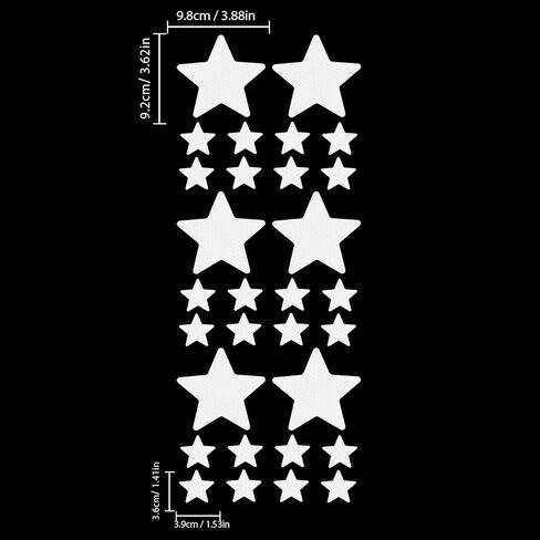 30pcs Star Vinyl Decal for Cars, High Intensity Reflective DIY Stickers for Window Bumper Mirror Laptop Decals Waterproof Night Safety Sign Car Stickers (White) in Saudi Arabia