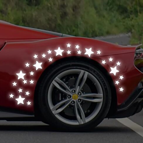 30pcs Star Vinyl Decal for Cars, High Intensity Reflective DIY Stickers for Window Bumper Mirror Laptop Decals Waterproof Night Safety Sign Car Stickers (White) in Saudi Arabia