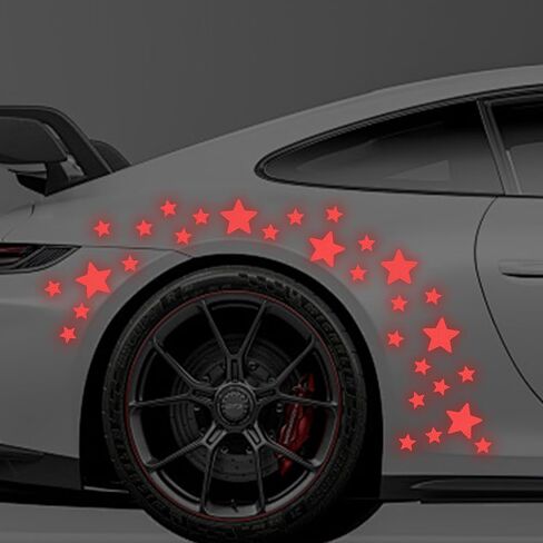 30pcs Star Vinyl Decal for Cars, High Intensity Reflective DIY Stickers for Window Bumper Mirror Laptop Decals Waterproof Night Safety Sign Car Stickers (White) in Saudi Arabia