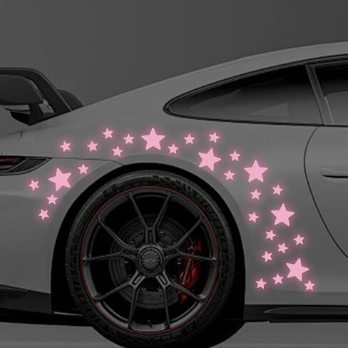 30pcs Star Vinyl Decal for Cars, High Intensity Reflective DIY Stickers for Window Bumper Mirror Laptop Decals Waterproof Night Safety Sign Car Stickers (White) in Saudi Arabia