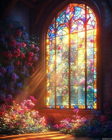 AUKVLZS Paint by Numbers, Stained Glass Window Catching Rainbow Light, Adult Crafts Adult Paint by Number Kits, Arts Crafts for Home Decor (No Frame, 16x20 inch) in Kuwait