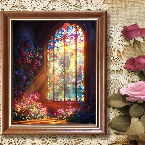 AUKVLZS Paint by Numbers, Stained Glass Window Catching Rainbow Light, Adult Crafts Adult Paint by Number Kits, Arts Crafts for Home Decor (No Frame, 16x20 inch) in Kuwait