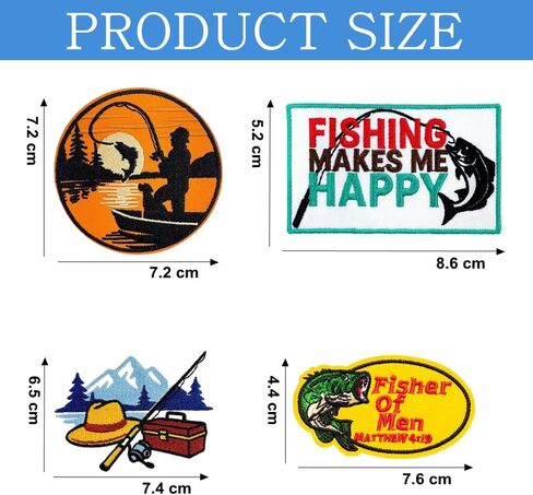 4 Pieces I Love Fishing Embroidered Sew On Iron on Fabric Repair Patches in Saudi Arabia